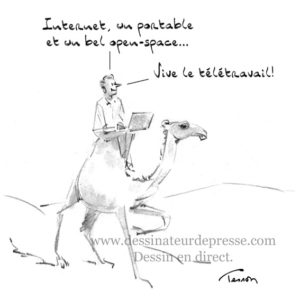 Télétravail dessin de presse, dessin humoristique