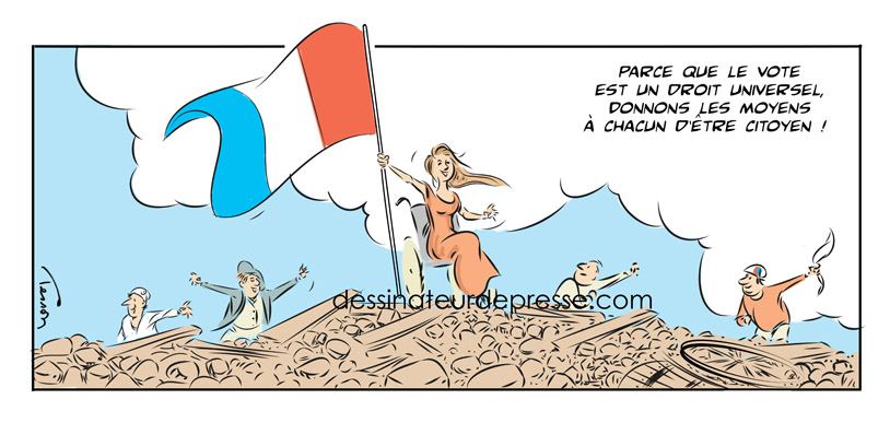 Handicap et droit de vote, illustration.