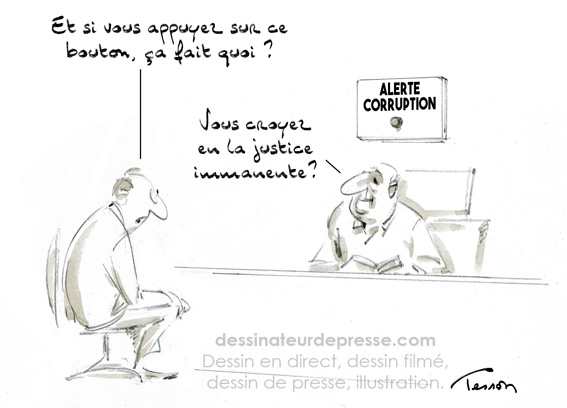 Dessin de presse corruption. 