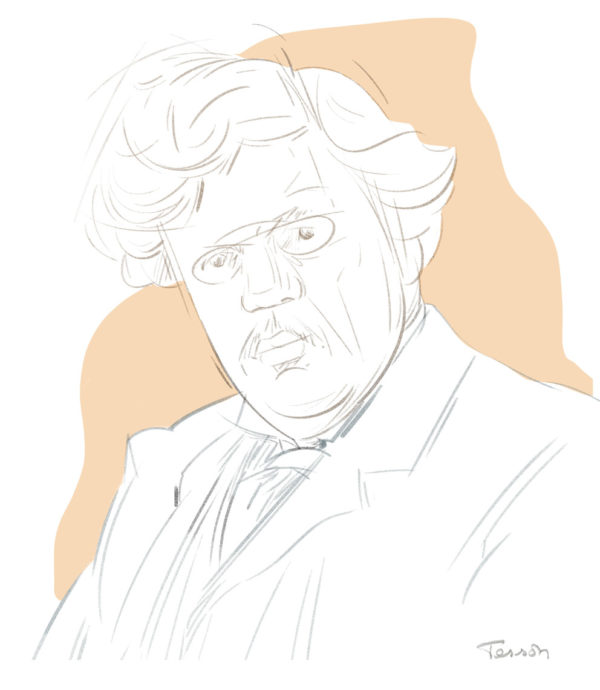 Chesterton, portrait dessin.