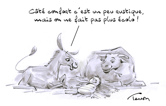 Crèche de noël dessin de presse