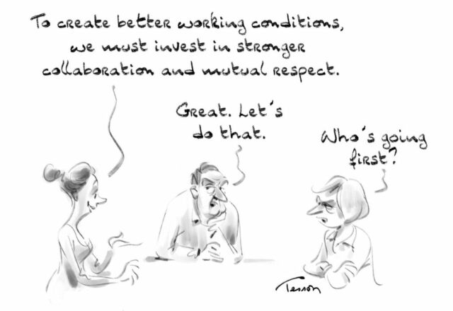 Working conditions editorial cartoon