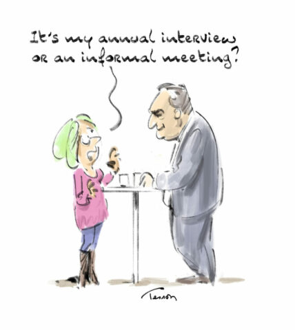 annual interview cartoon