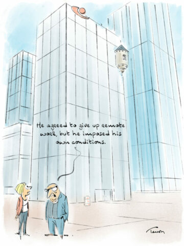remote work editorial cartoon