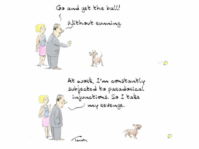 Paradoxical injuction cartoon humor