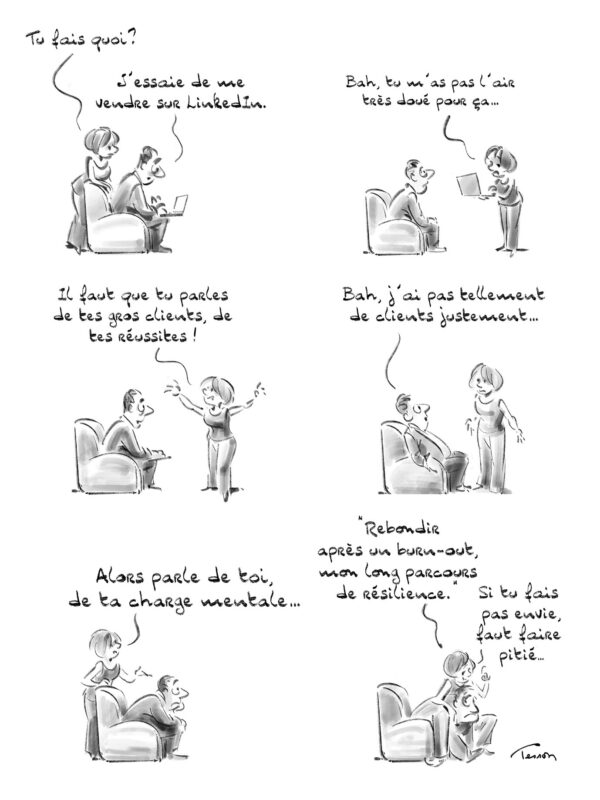 Autopromotion coaching dessin humoristique
