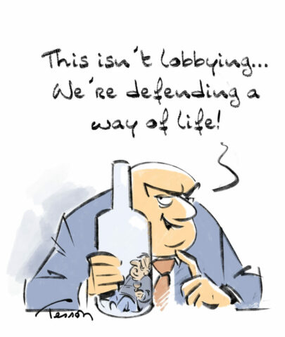 Lobby alcohol editorial cartoon