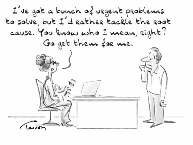 Problem solving editorial cartoon