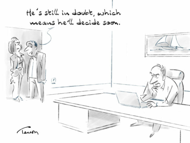Decision editorial cartoon humour