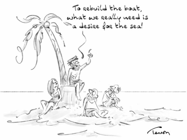 comitment work editorial cartoon