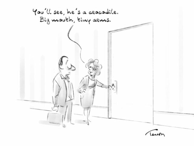 Client meeting editorial cartoon