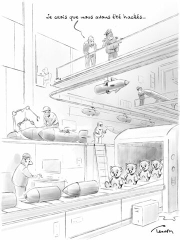 Cyber attaque dessin humoristique